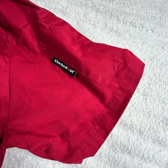 Checked Out Red Chef Coat Short Sleeve 3XL Lightweight Uniform Kitchen Wear - Picture 4 of 7